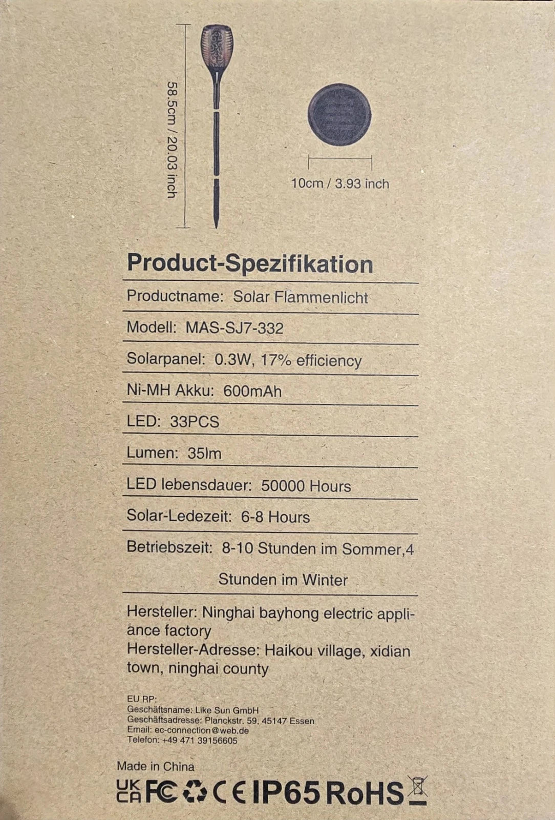 Solarleuchte LED Garten Beleuchtung Solar Licht Lampe Fackel Leuchte Flamme