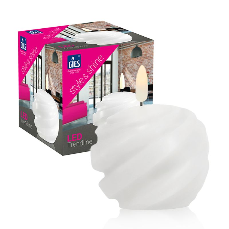 LED Kerze "SWIRLED BALL" weiß 2 Stück