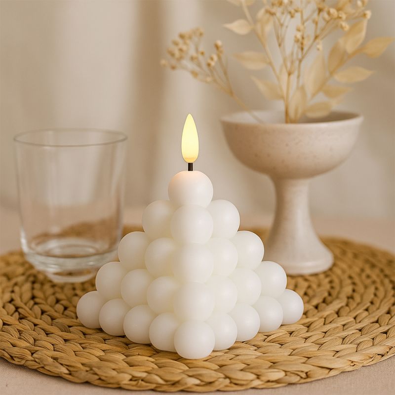 LED Kerze Bubble Pyramide weiß 2 Stück