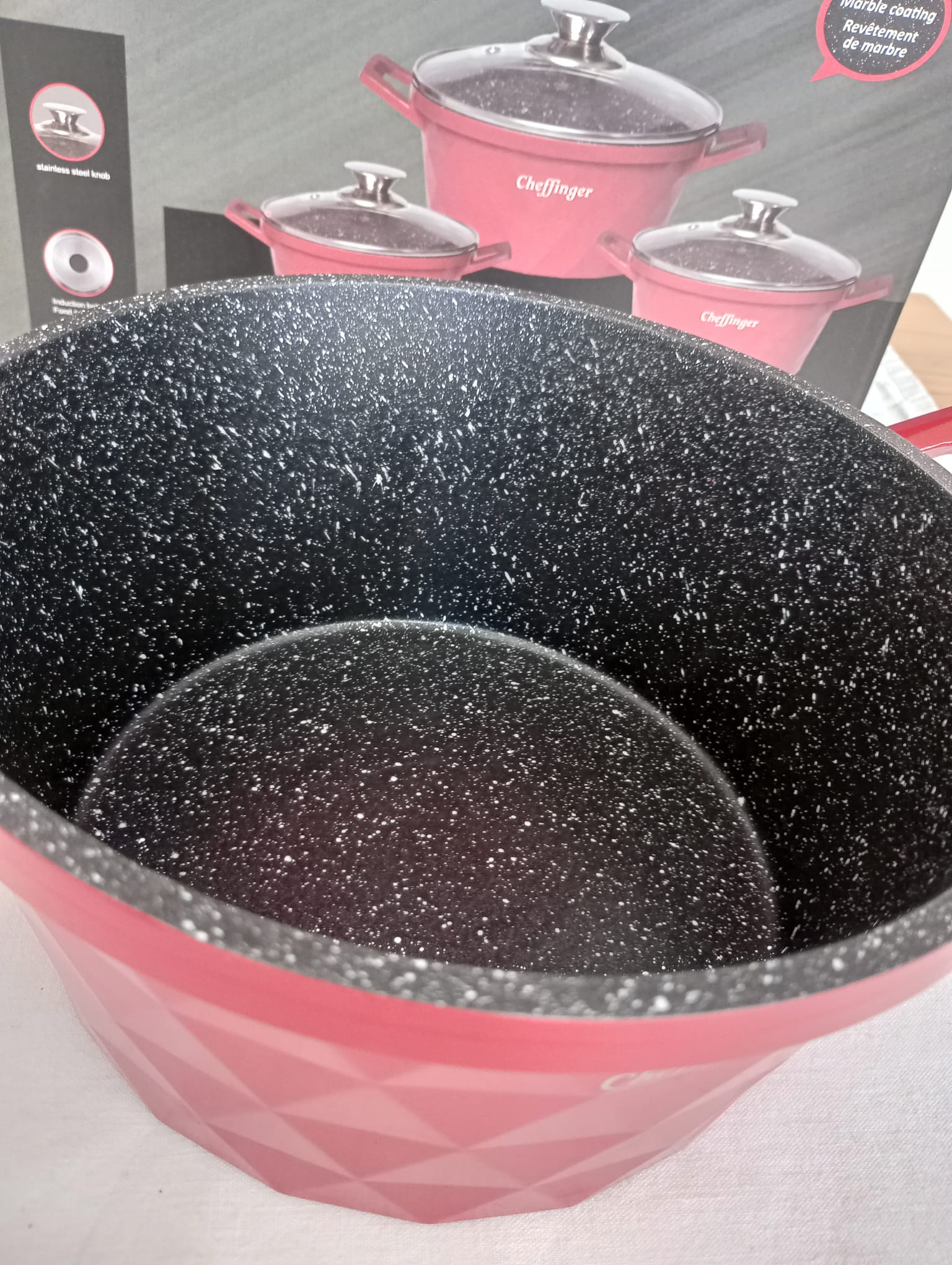 Kochtopf Diamant Kochgeschirr 6 teilig Topf Induktion Alu Guss Kochtopfset