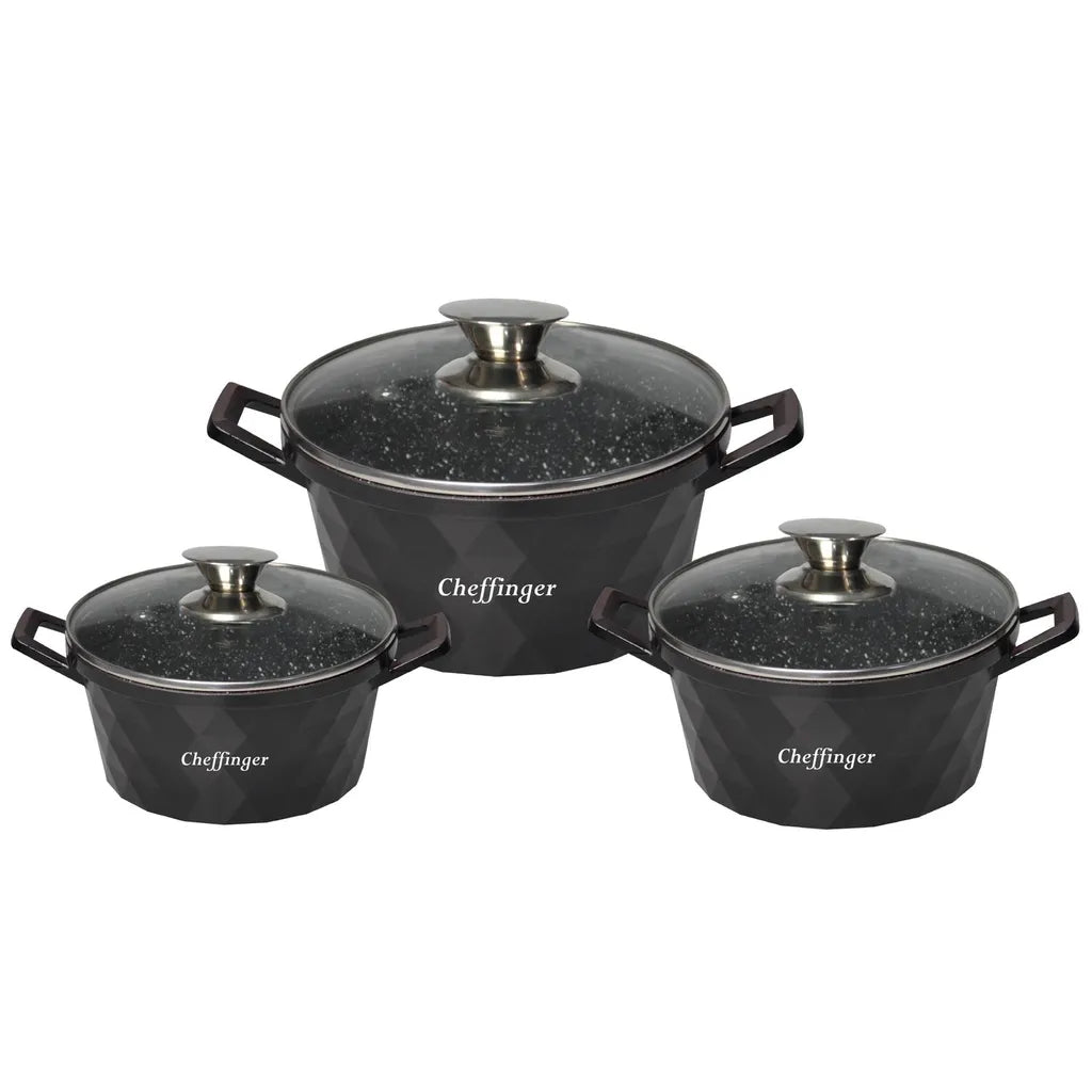 Kochtopf Diamant Kochgeschirr 6 teilig Topf Induktion Alu Guss Kochtopfset