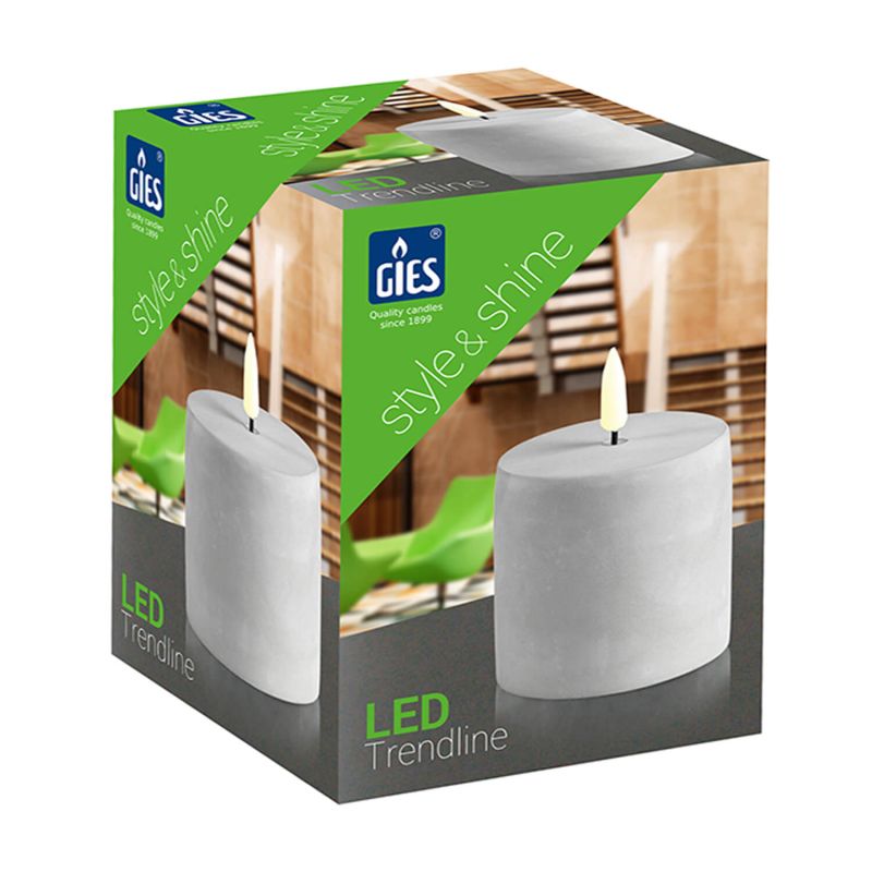 LED Kerze "Steinsäule" grau 2 Stück