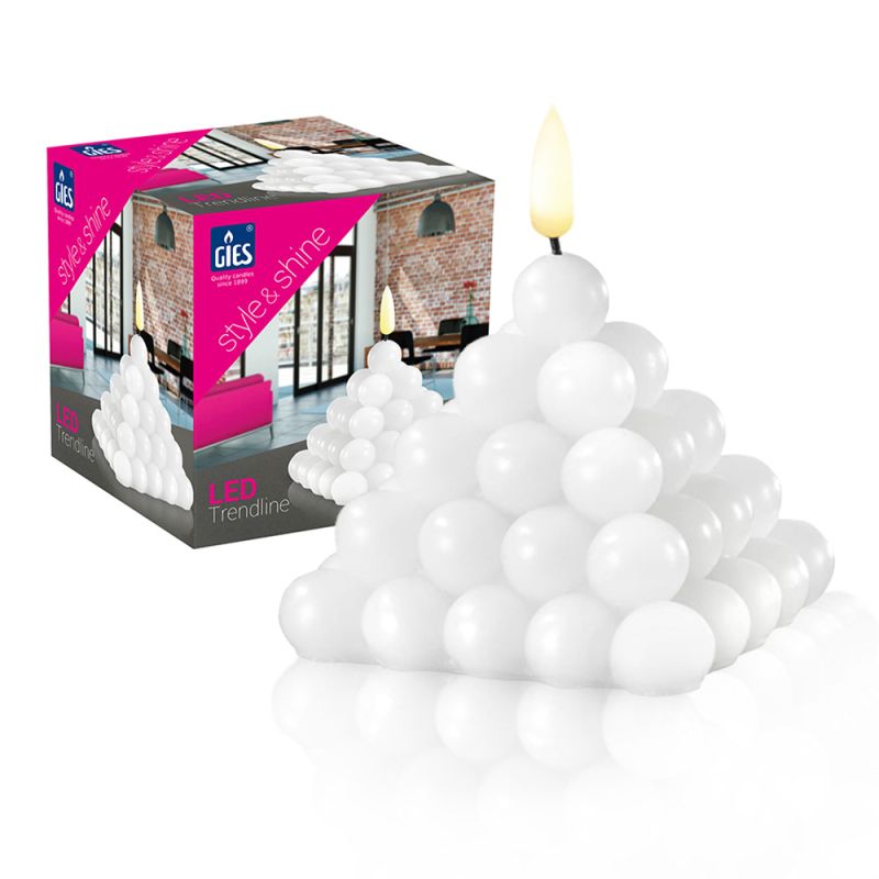 LED Kerze Bubble Pyramide weiß 2 Stück