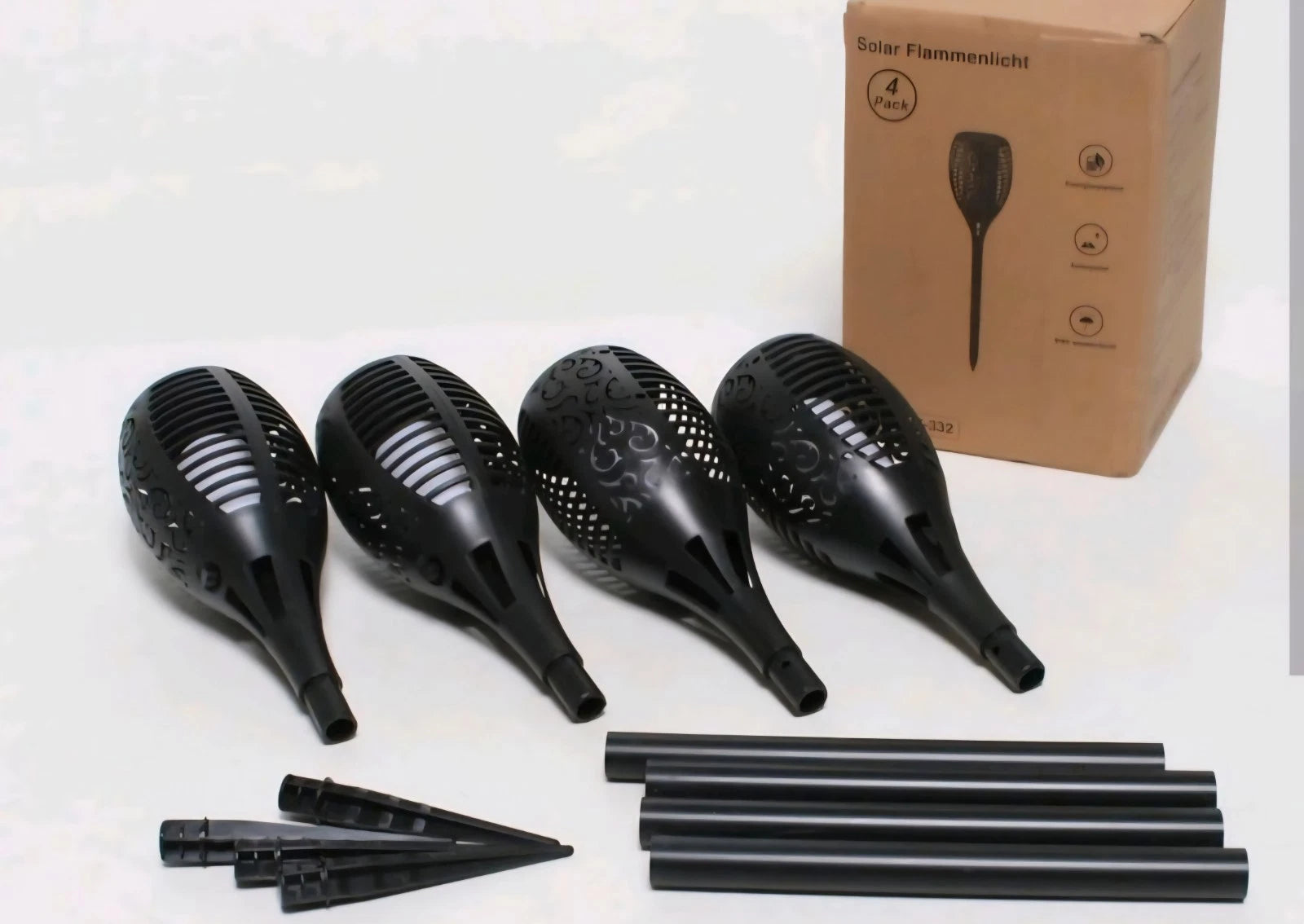 Solarleuchte LED Garten Beleuchtung Solar Licht Lampe Fackel Leuchte Flamme