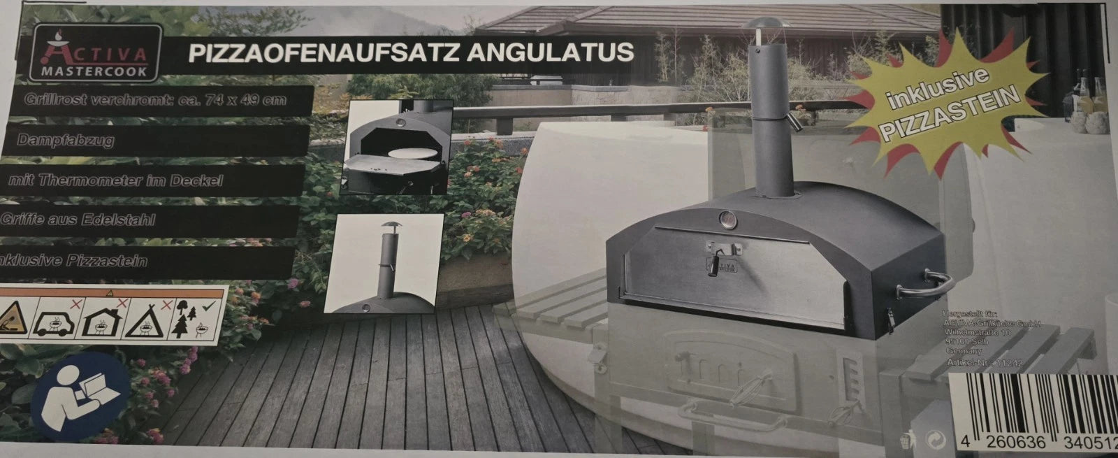 Grill Pizzaofen mit Pizzastein Pizza-Aufsatz Backofen Gartenofen Pizzabackofen