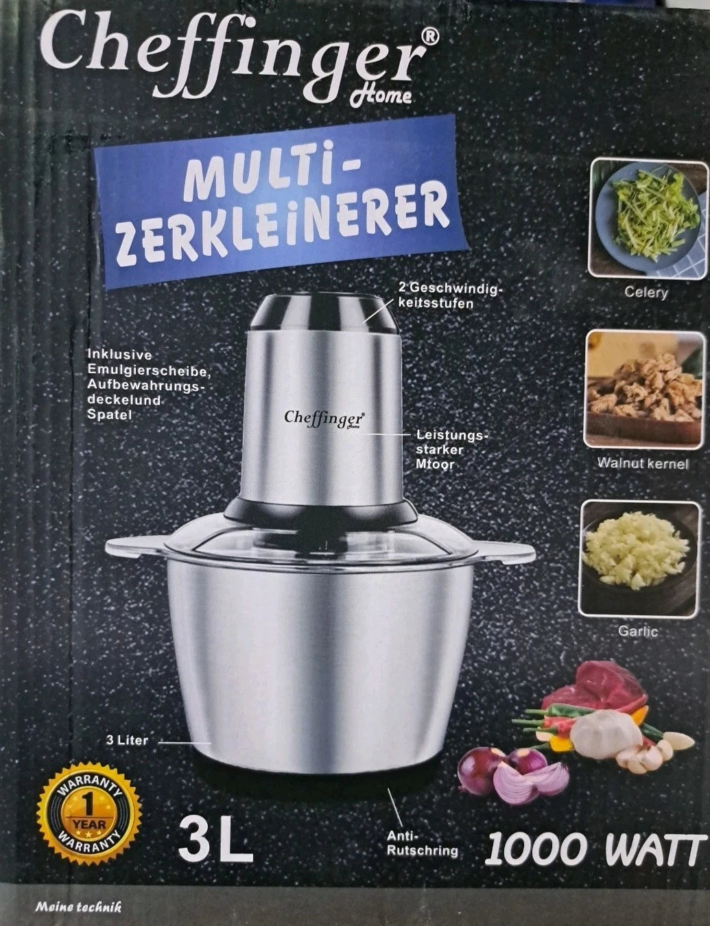 Mixer, Zerkleinerer, 3L Fleischwolf, Elektrischer Zerkleinerer Edelstahl