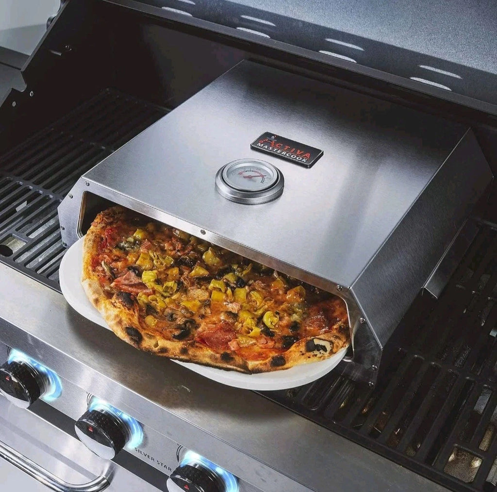 ACTIVA Pizza Box Edelstahl für Holzkohlegrills und Gasgrills Pizzaaufsatz
