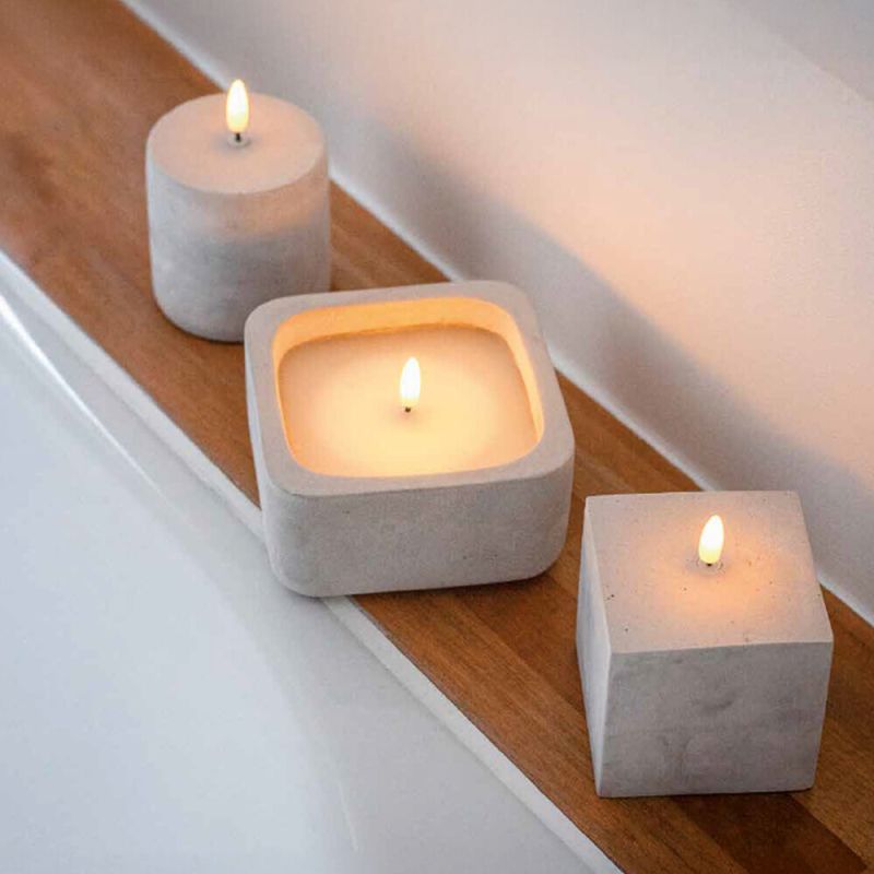 LED Kerze "Steinsäule" grau 2 Stück