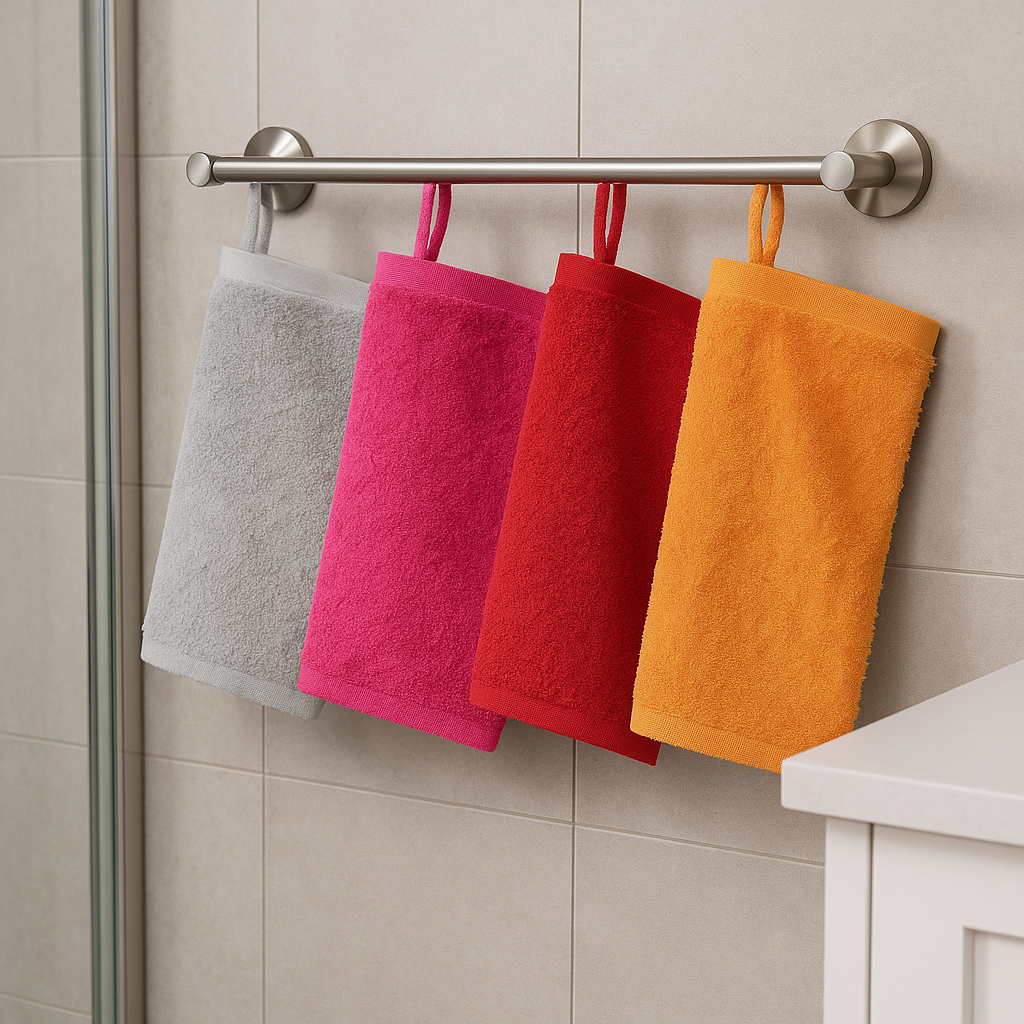 4er Waschhandschuhe Waschlappen Seiftuch Seiflappen Baumwolle